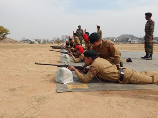 Our NCC Cadets practicing 0.22 Rifle Firing at Bariatu SA Firing Range on 7th February 2018